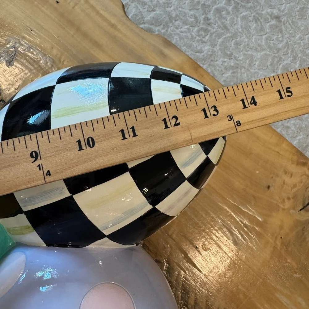 MacKenzie-Childs Easter Egg Cluster Courtly Check Stripe Polka Dot Decor 15in